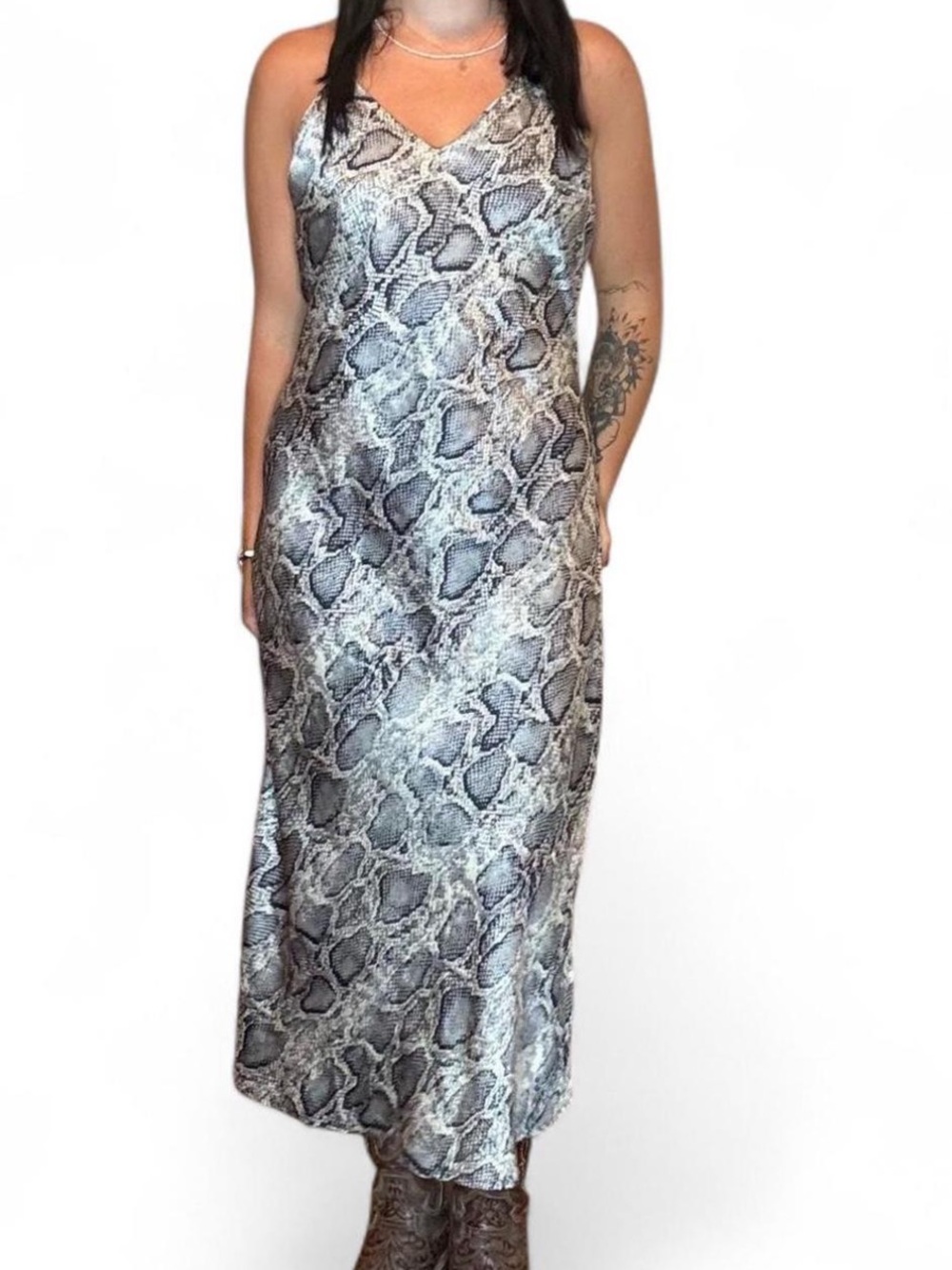 Slip silk Maxi Dress with Snake Print
